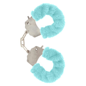Poignets en fourrure aqua pour le plaisir