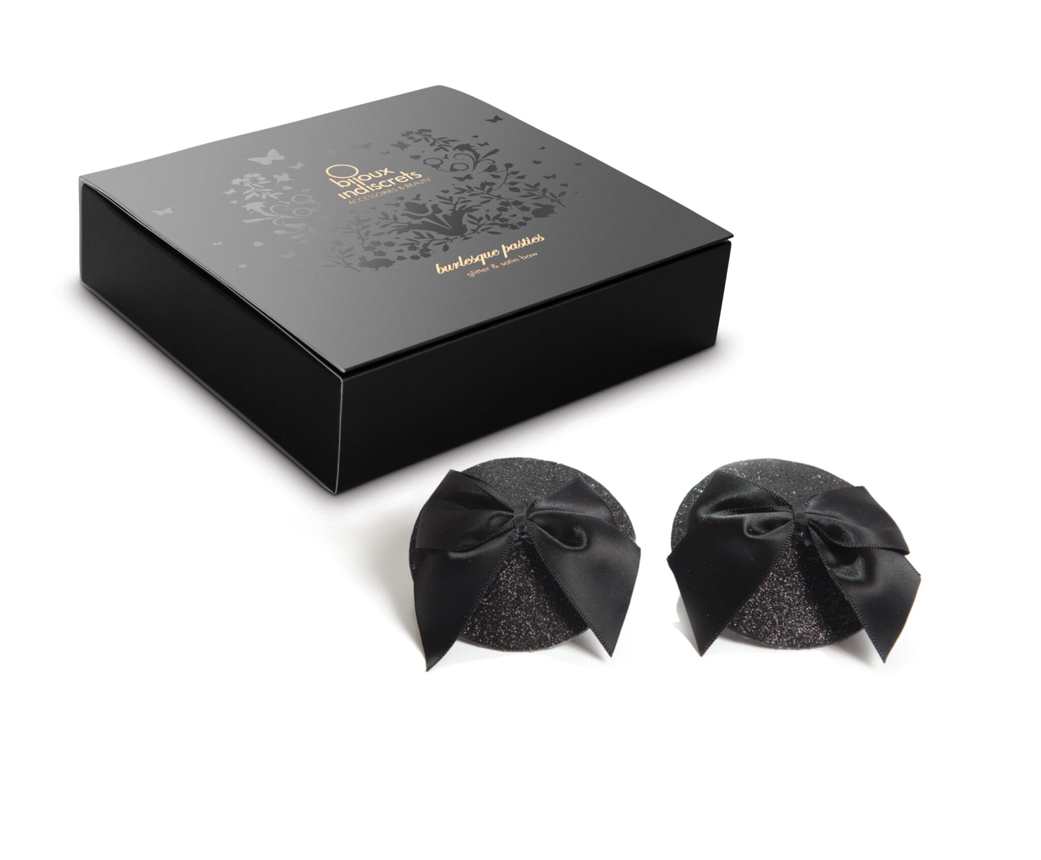 Cache-tétons noir avec noeud et paillettes