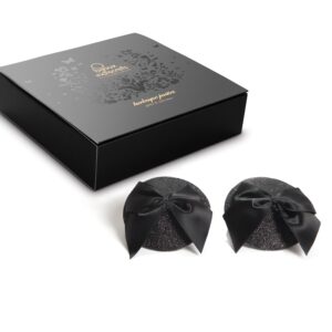 Cache-tétons noir avec noeud et paillettes
