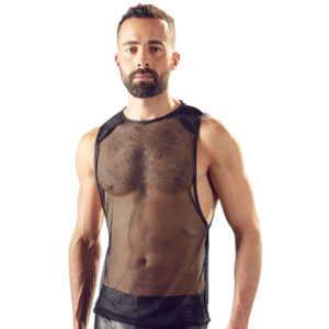 Chemise noire en filet pour homme
