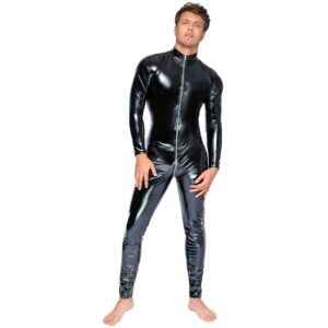 Combinaison vinyle noire avec zip