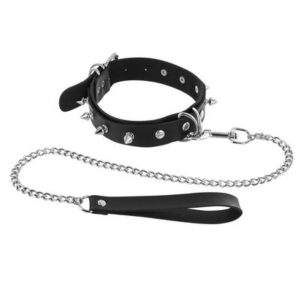 Collier à pointes en métal avec laisse Fétiche