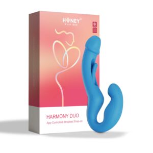 Harnais vibrant avec tapotage bleu