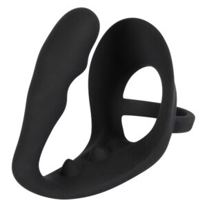 Anneau pénien en velours noir et plug anal