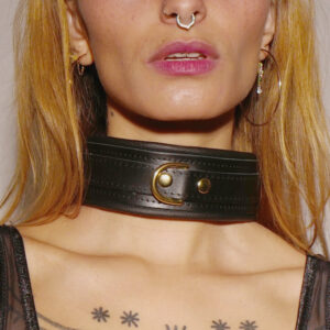 Collier en cuir molletonné avec attaches dorées