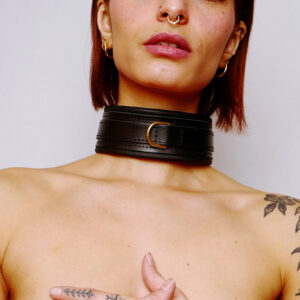 Collier en cuir molletonné avec attaches dorées