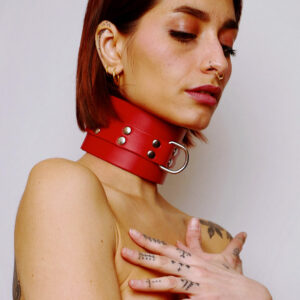 Choker en cuir rouge