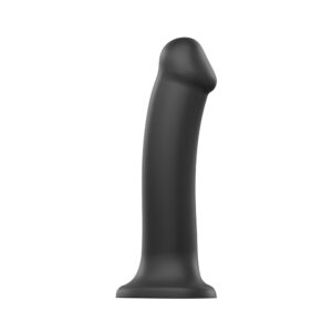 Dildo en silicone noir flexible et double densité