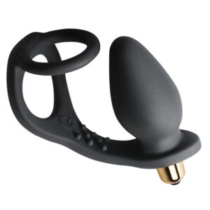 Cockring vibrant et plug anal noir