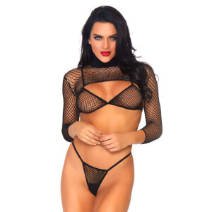 Top en résille avec string et soutien-gorge