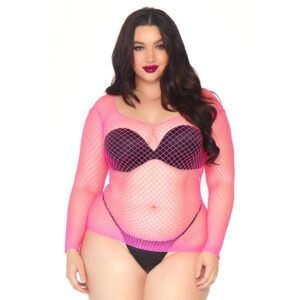 Chemise en résille à manches longues Taille Plus