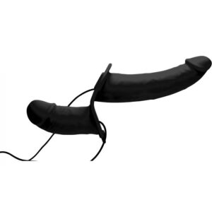 Double gode vibrant en silicone avec harnais