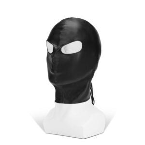 Capuche noire en PU avec yeux