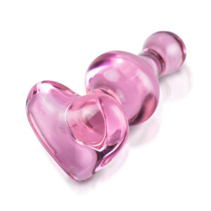 Plug anal en verre en forme de cœur rose