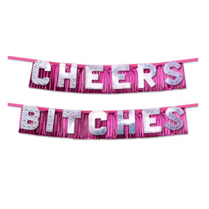 Bannière de fête "Cheers Bitches" pour enterrement de vie de jeune fille