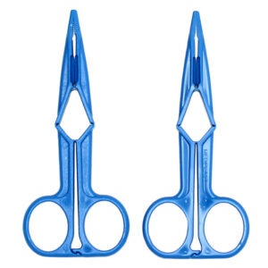 Pince à bijoux bleue en forme de ciseaux