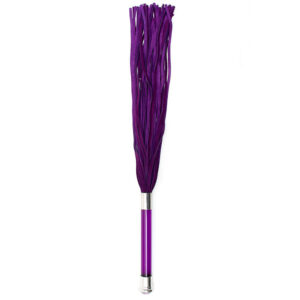 Flogger en daim pourpre avec poignée en verre