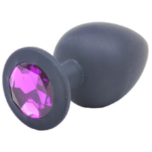 Plug anal en silicone noir avec bijou