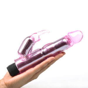 Vibromasseur lapin rose en cristal