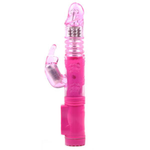 Vibromasseur lapin rose avec fonction de poussée