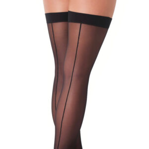 Bas de contention sexy noir avec couture