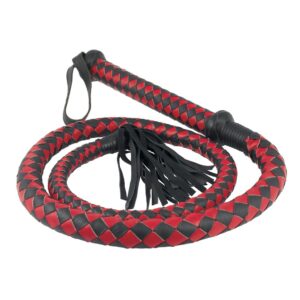 Fouet long rouge et noir arabesque